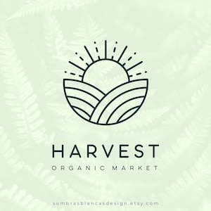 Premade Logo Design for a Organic Farm, Field Sunrise Premade Logo Design, Vector Files, Illustrated Logo Watermark, Logo for Small Business