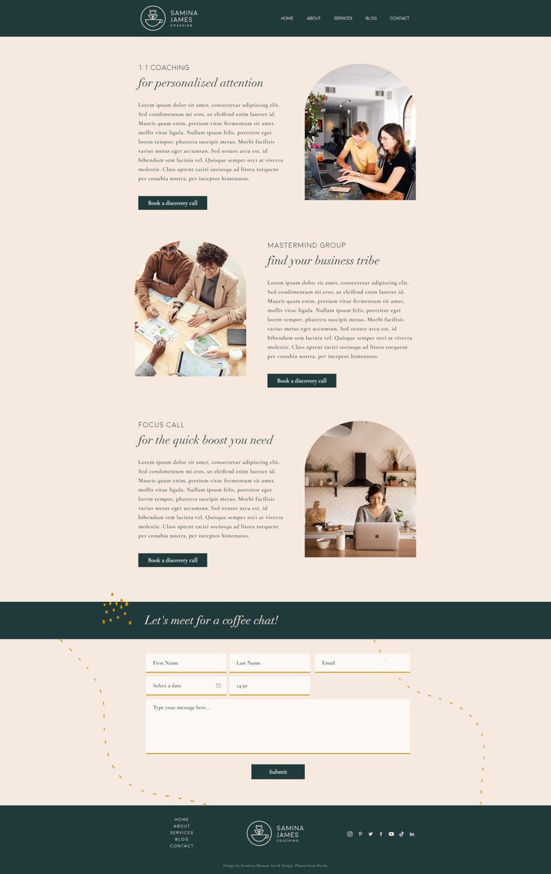 Wix Website Template Design for Coaches and Freelance Professionals Samina Modern and Elegant Website Design image 4