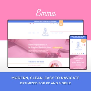 ネイルサロンと美容サロン向け Wix ウェブサイト テンプレート デザイン | Emma | モダンでエレガントな E コマース ウェブサイト デザイン