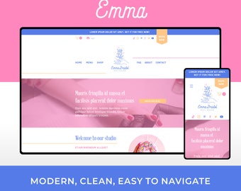 Wix Website Template Design for Nail and Beauty Salons | Emma | Modern and Elegant E-commerce Website Design