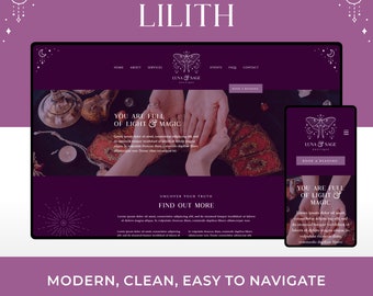 Wix Website Template Design for Tarot Readers, Witches and Psychics  | Lilith | Modern and Elegant Website Design