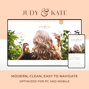 Wix Website Template Design for Hair and Beauty Salons | Judy & Kate | Modern and Elegant Website Design