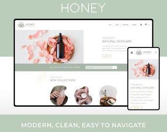 Wix Website Template Design for Skincare Shops  | Honey | Modern and Elegant E-commerce Website Design