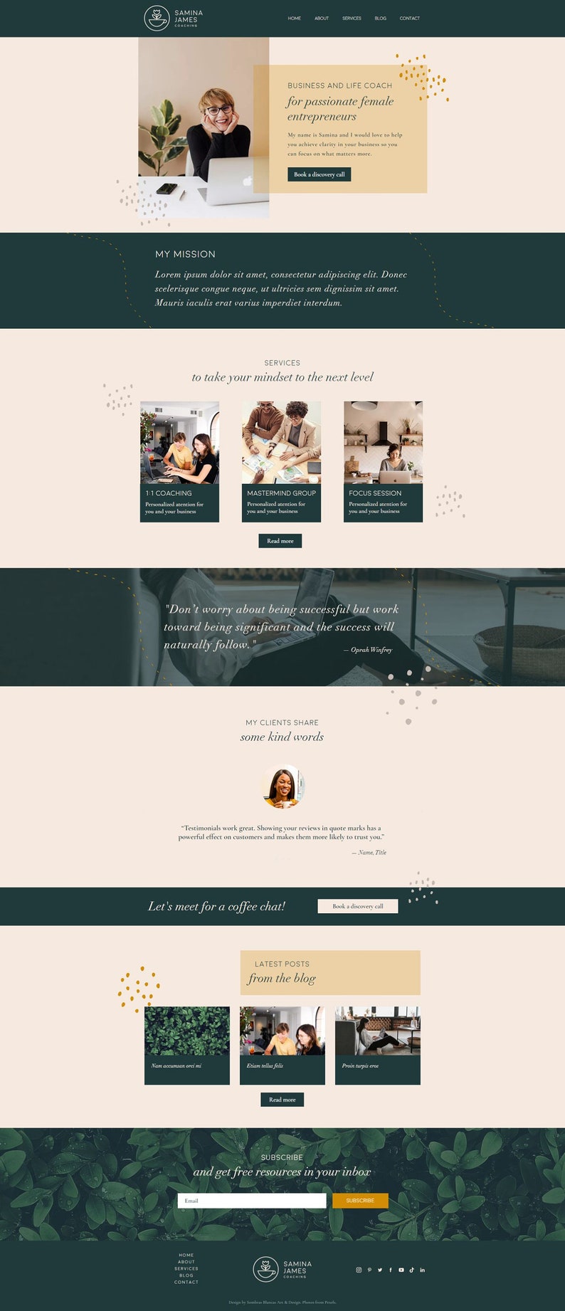 Wix Website Template Design for Coaches and Freelance Professionals Samina Modern and Elegant Website Design image 2