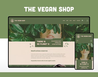 Wix Website Template Design for Vegan and Eco-Friendly Shops  | The Vegan | Modern and Earthy E-commerce Website Design