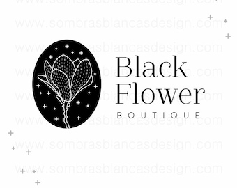 Wedding Logo Design - OOAK Premade Logo Design - Black Flower - One Of A Kind Business Logo Design - For a lingerie boutique