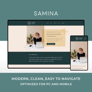 Wix Website Template Design for Coaches and Freelance Professionals Samina Modern and Elegant Website Design image 1