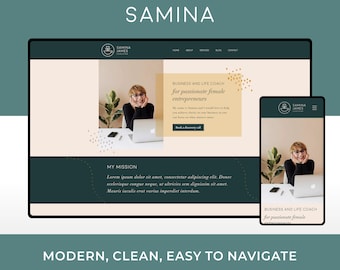 Wix Website Template Design for Coaches and Freelance Professionals  | Samina | Modern and Elegant Website Design