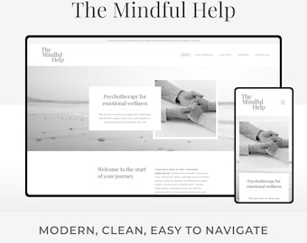 Minimal Wix Website Template Design for a Therapy Group Practice and Psychotherapists | The Mindful Help | Modern and Elegant Website Design