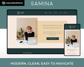 Squarespace Website Template for Coaches and Freelance Professionals | Samina | Modern and Elegant Website Design