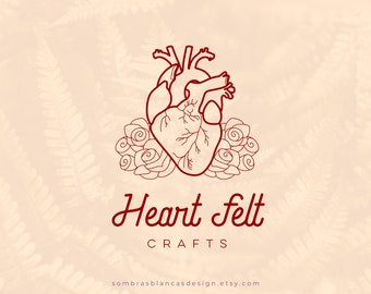 Anatomical Heart Premade Logo Design, Vector Files, Illustrated Logo, Photography Watermark, Modern Logo, Premade Logo for Small Business