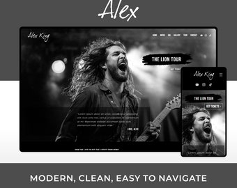 Wix Website Template Design for Musicians and Bands | Alex | Modern and Elegant Website Design