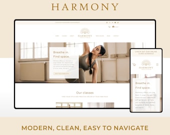 Wix Website Template Design for Yoga Teachers and Yoga Studios | Harmony | Booking System + Online Payment | Elegant Website Design