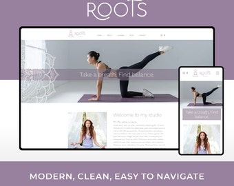 Wix Website Template Design for Yoga Teachers | Roots | Modern and Elegant Website Design