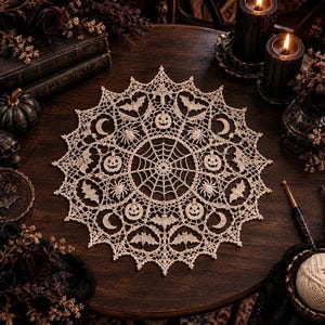 Gotiskt Halloween spindelnätsduksmönster (PDF-nedladdning)