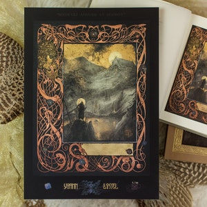 Fine Art Giclee Print A3+ of &quot;Beowulf arrives at Heorot&quot;, limited to 100 copies, signed, stamped, gilded (24k gold) and numbered.