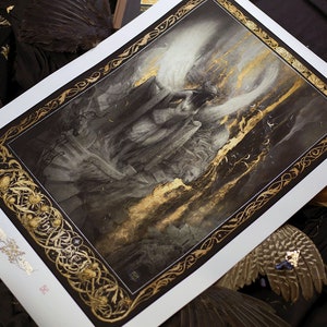 Très grand format du Tirage d'Art The Forgotten Gods format 61/84cm limité à 500 exemplaires, doré, numéroté, signé par estampillage. image 7