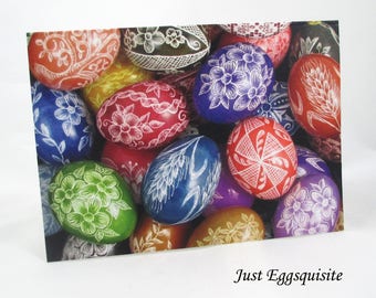 Cover photos depict handmade Ukrainian Easter Eggs Blank inside pysanky Lot # 7-3 pack of lovely greeting cards envelope included.