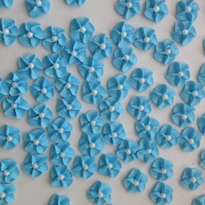 Baby Blue Royal Icing Flowers with Sparkles image 1