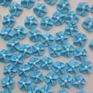 Baby Blue Royal Icing Flowers with Sparkles image 2