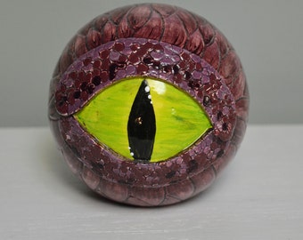 Purple Ceramic Dragon Eye Paperweight, Dragon Eye Orb, Ceramic Dragon Eye
