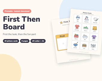 First Then Board Printable with 40 Picture Cards, First Next Then Chart for Toddlers (PDF)