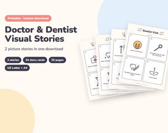 Doctor and Dentist Visual Story Bundle for Kids, Printable Picture Stories, Cards and Brave Award, Toddler Prep (PDF)