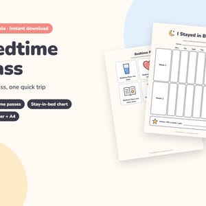 Bedtime Pass Printable, Stay in Bed Sleep Reward Chart for Toddlers