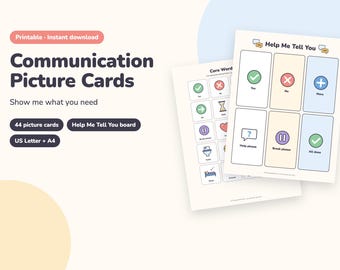 Communication Cards for Kids Printable, Picture Cards for Nonverbal Kids, Core Words, Needs and Feelings Visual Cards (PDF)