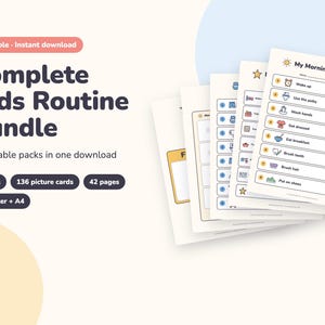 Kids Routine Chart Bundle Printable, Visual Schedule, Chore Chart, Potty Chart, First Then Board (PDF) image 1