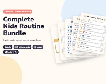 Kids Routine Chart Bundle Printable, Visual Schedule, Chore Chart, Potty Chart, First Then Board (PDF)