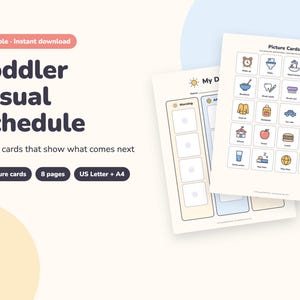 Toddler Visual Schedule Printable, Daily Routine Chart with 48 Picture Cards (PDF) image 1