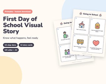 First Day of School Visual Story, Back to School Printable Picture Story, Kindergarten Preschool Prep and All About Me (PDF)