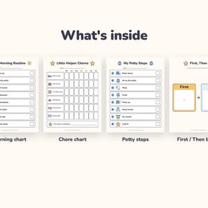 Kids Routine Chart Bundle Printable, Visual Schedule, Chore Chart, Potty Chart, First Then Board (PDF) image 2