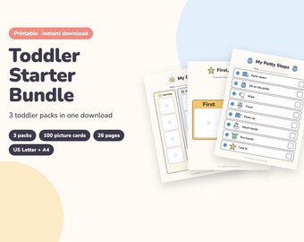 Toddler Visual Schedule Bundle, First Then Board, Potty Training Chart, Picture Cards Printable (PDF)