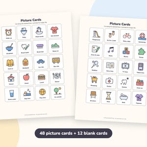 Toddler Visual Schedule Printable, Daily Routine Chart with 48 Picture Cards (PDF) image 3
