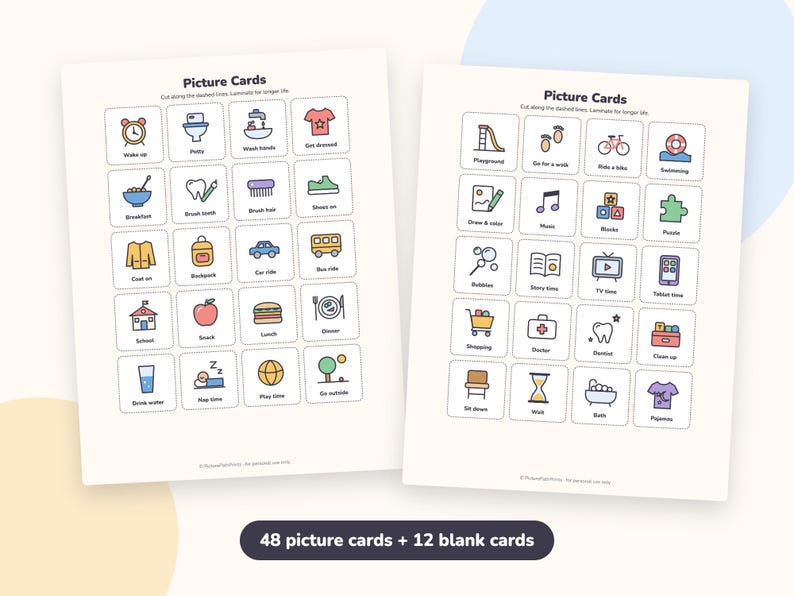 Toddler Visual Schedule Printable, Daily Routine Chart with 48 Picture Cards (PDF) image 3