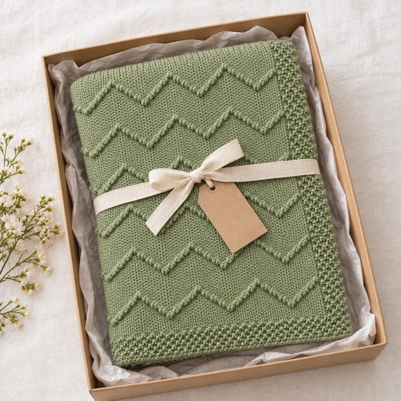 Baby Blanket Knitting Pattern | Easy Zigzag Chevron Knit Blanket | Seed ...