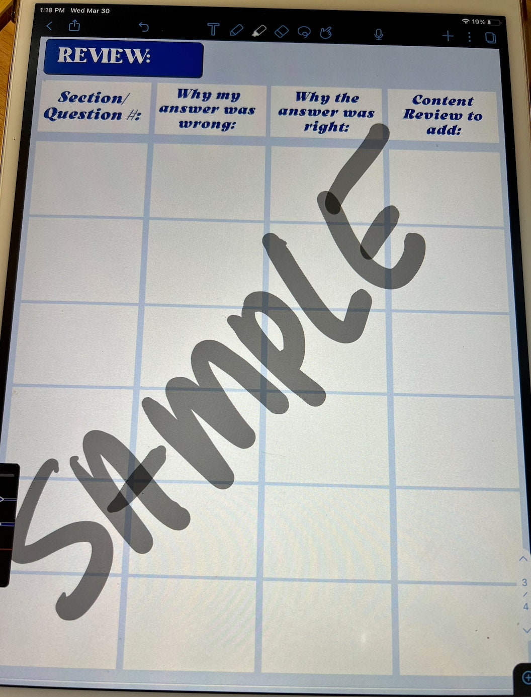 MCAT Full Length Review Template blue Etsy