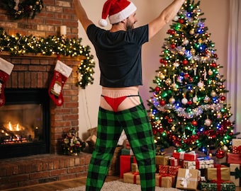Funny Fake Butt Pajama Pants, Prank Underwear Sleepwear, Unisex Novelty Gag Gift , Cheeky Christmas & Bachelorette Party Gift