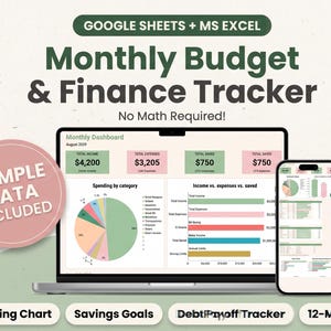 Hoja de cálculo de presupuesto mensual en Google Sheets, plantilla de presupuesto en Excel, registro de finanzas personales, registro automatizado de gastos, registro de facturas