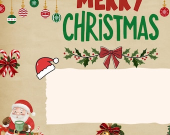 Cartão postal de Natal para imprimir, cartão de felicitações de Natal, cartão de Natal em PDF, design festivo de Natal, download digital