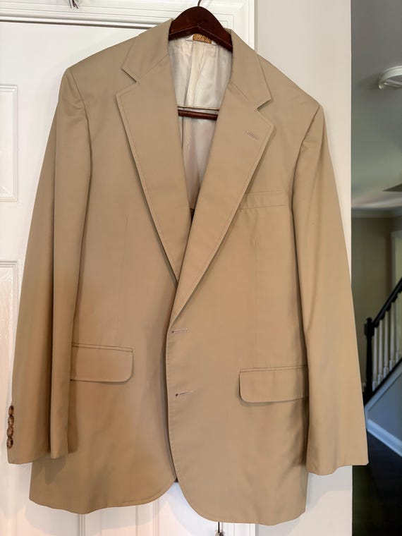Paul Stuart, Title: Vintage Paul Stuart 2-Piece Cotton Suit - Khaki Tan 42R (36×30)