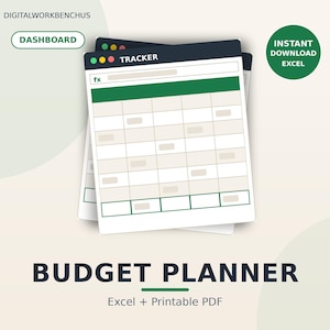 Budget Planner Spreadsheet, Monthly Budget Tracker Excel, Personal Finance Planner, Expense Tracker Template
