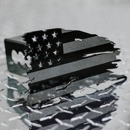 American Black & Chrome Flag Emblem Trailer Metal Hitch Cover Etsy