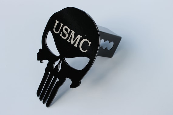 Ultra Premium US Marine Silver /& Gold Emblem on Black METAL Hitch Cover