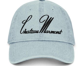 Chateau Marmont Hat Denim Dad Embroidered Los Angeles Baseball Cap | 90s Hotel | Sporty Rich Tennis Vintage Preppy Dad Hat