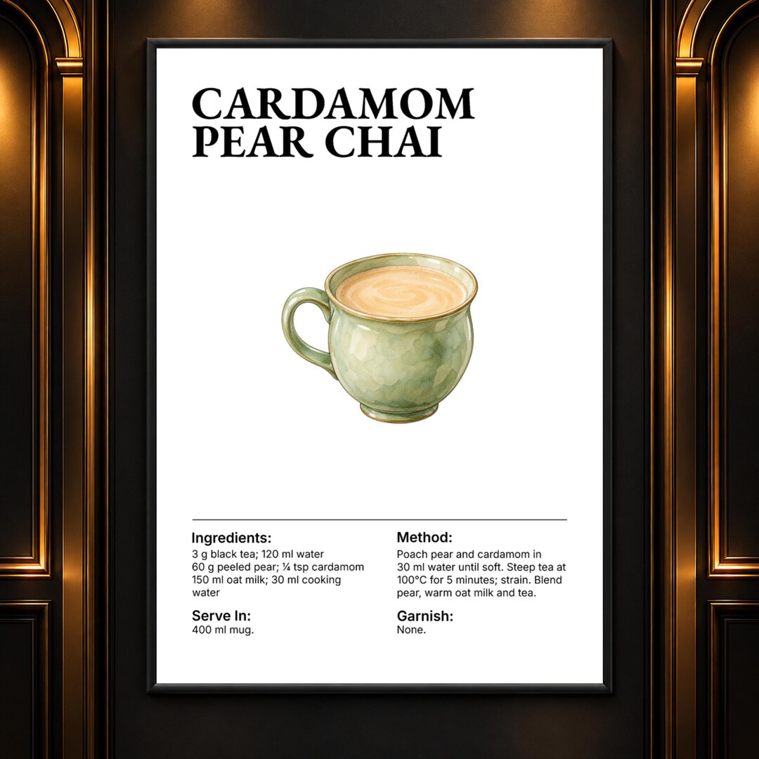 Cardamom Pear Chai Recipe Art Print, Tea Bar Decor, Kitchen Wall Art - Etsy