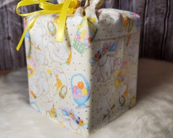 Homemade Easter print design fabric tissue box cover