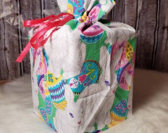 Homemade Easter print design fabric tissue box cover